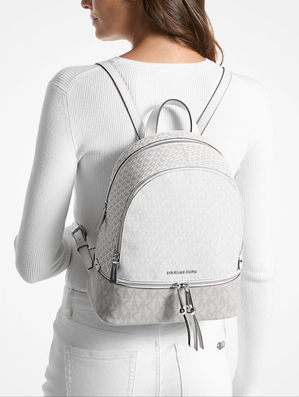 Michael Kors Rhea Color-Block Logo Medium Backpack - Picture 8 of 9
